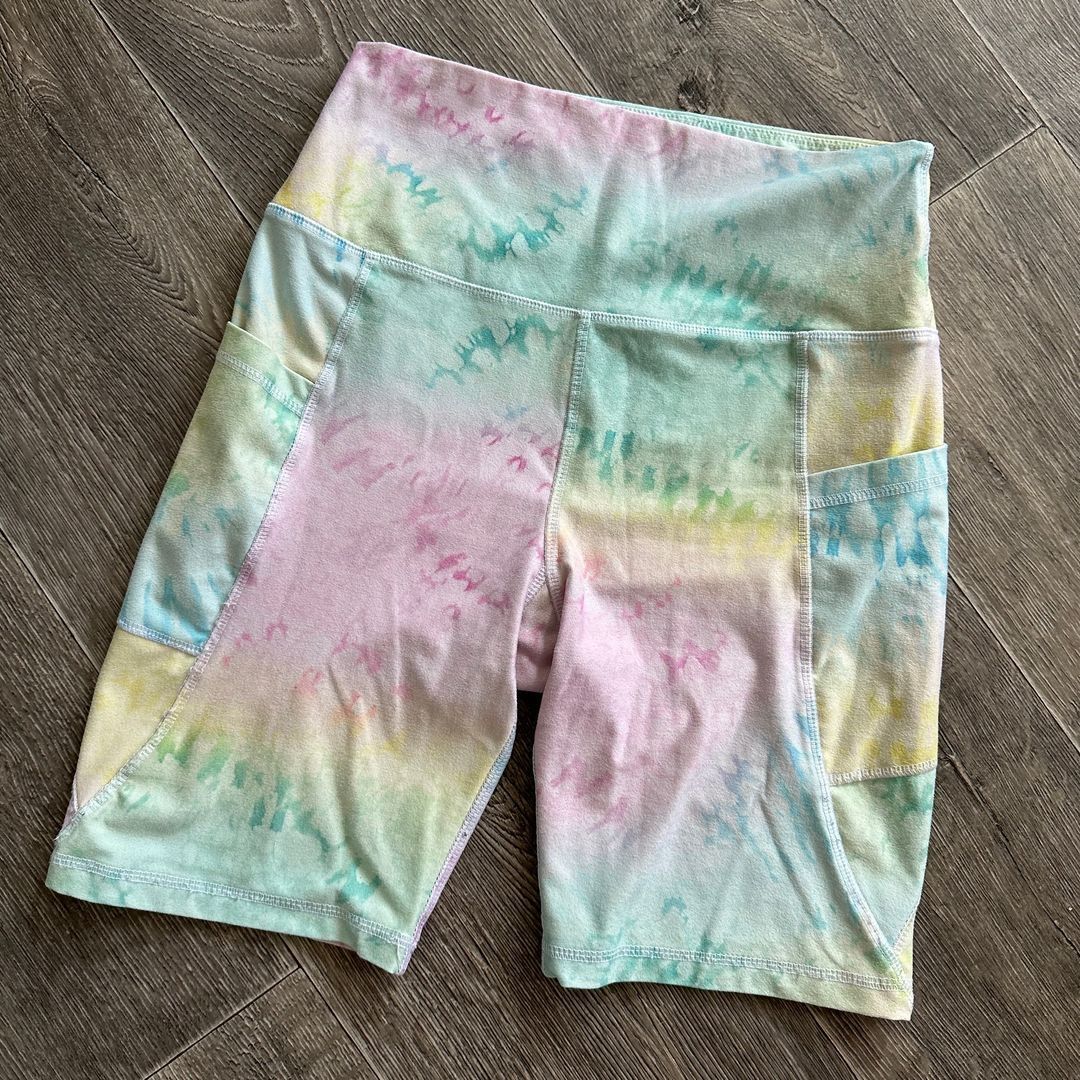 tie dye two piece biker short set
