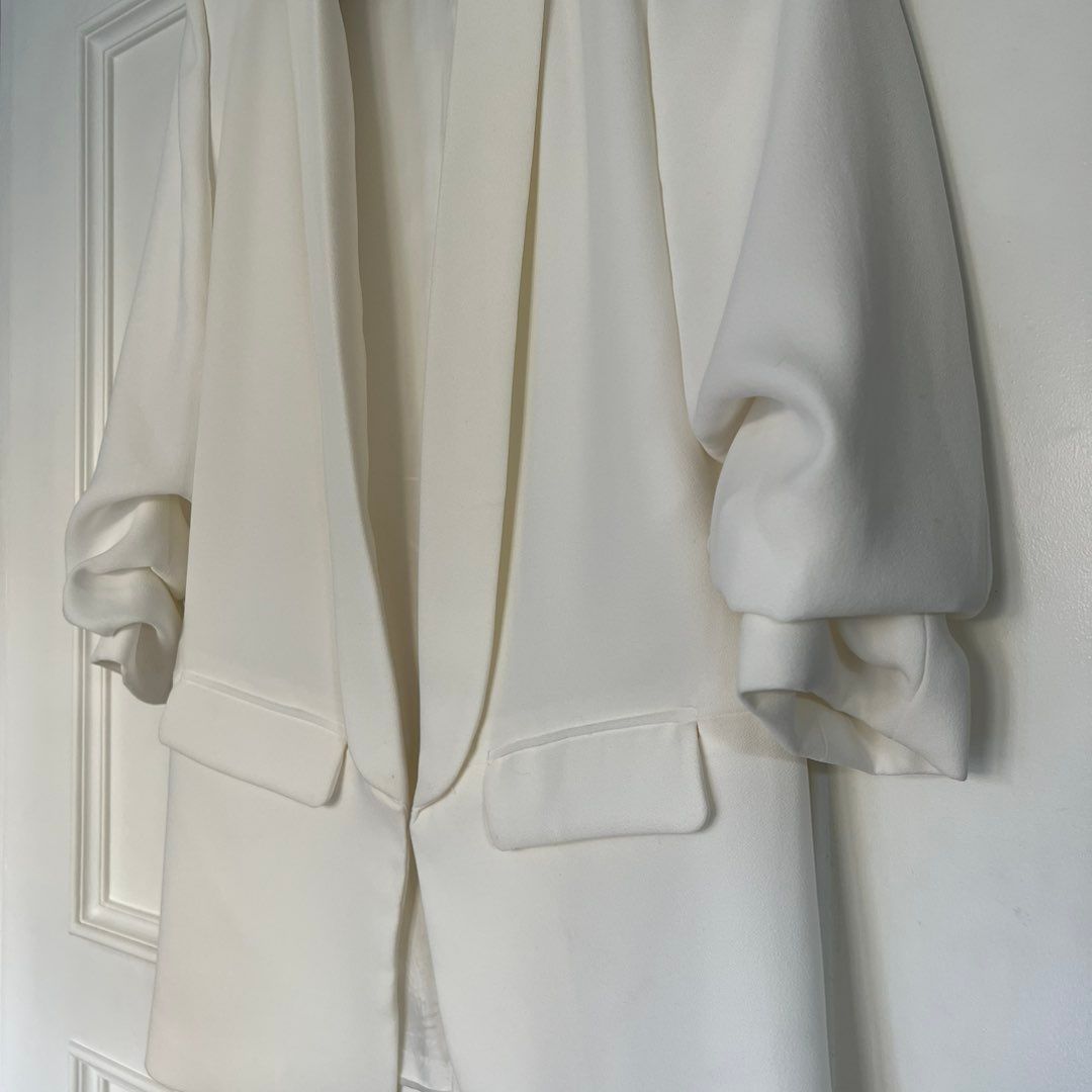 Zara white crepe blazer cheap