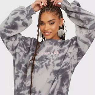 Missguided grey tie dye sweatshirt sale